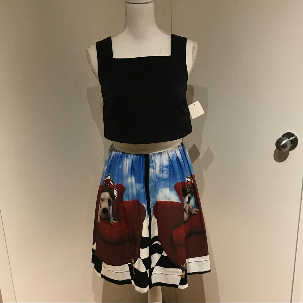 Peplum dress with print bottom NWT